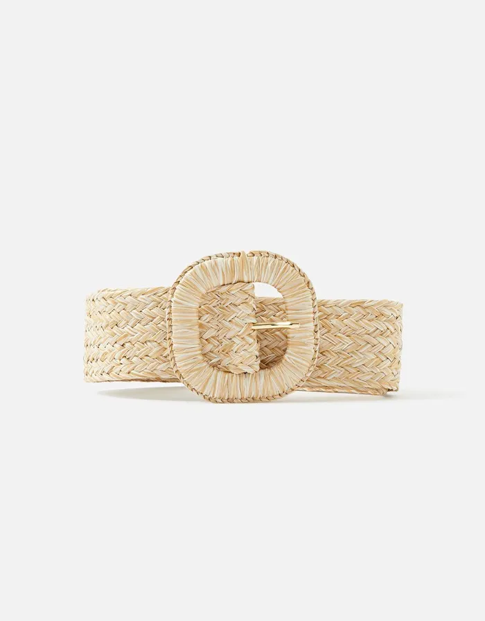 Accessorize Natural Weave Square Buckle Belt Natural Natural Women Belts