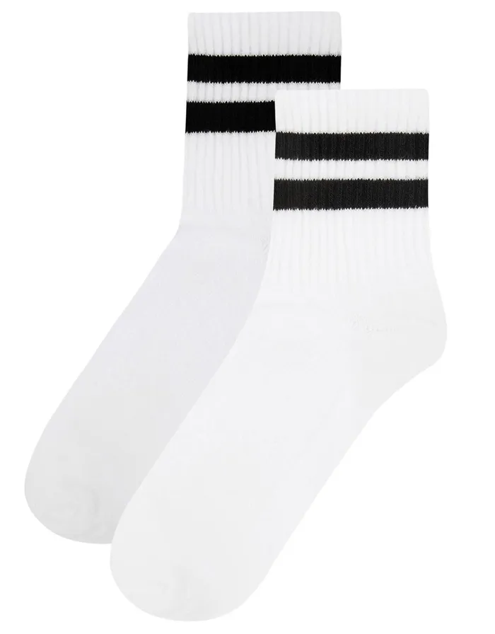 Accessorize Sporty Stripe Varsity Ankle Socks White White Women Socks and Tights
