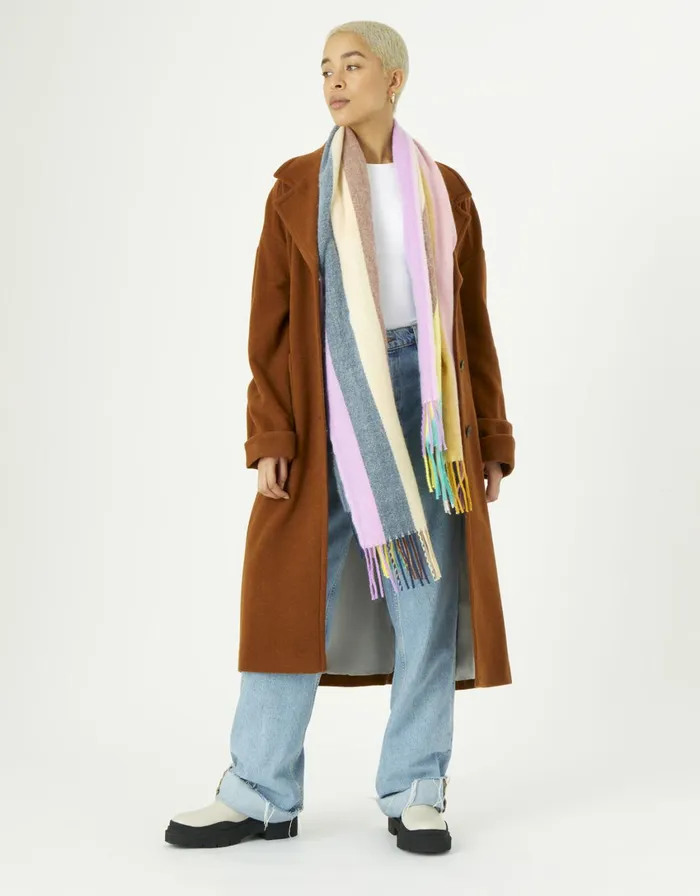 Accessorize Stripe Fringe Trim Blanket Scarf Women Scarves