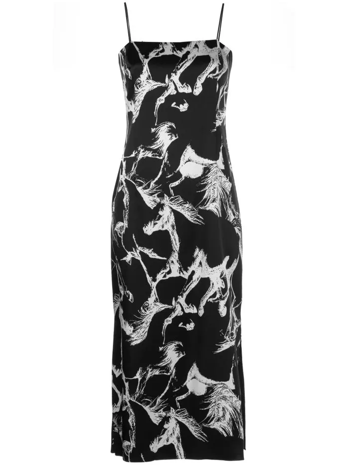 Adam Lippes Dresses and Jumpsuits Cami Dress In Printed Hammered Silk Blackwhite 8211 Women