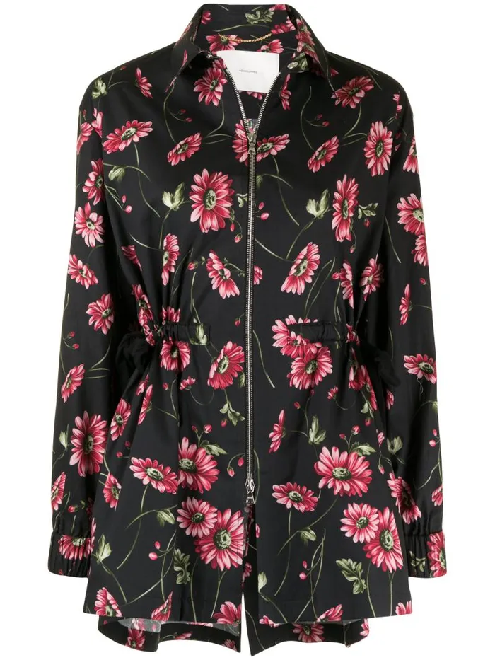 Adam Lippes Jackets and Coats Anorak In Printed Poplin Black Daisy 8211 Women
