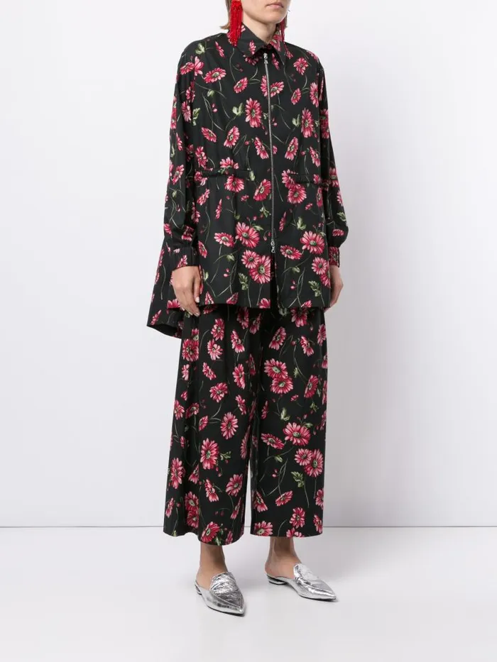 Adam Lippes Jackets and Coats Anorak In Printed Poplin Black Daisy 8211 Women