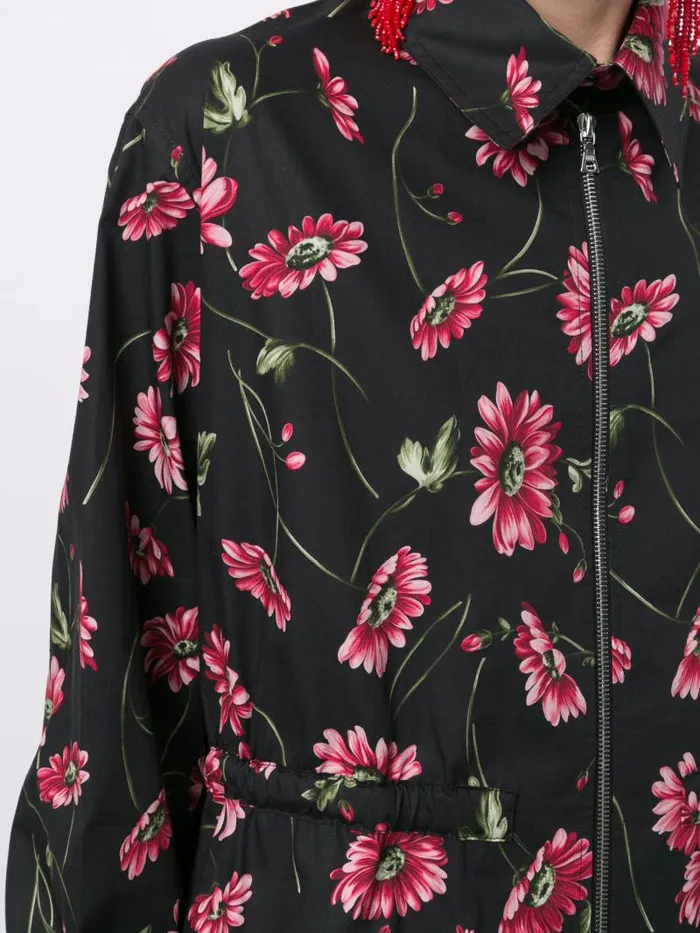 Adam Lippes Jackets and Coats Anorak In Printed Poplin Black Daisy 8211 Women