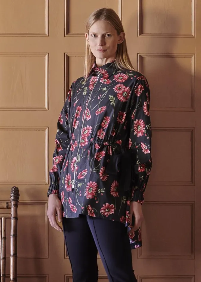 Adam Lippes Jackets and Coats Anorak In Printed Poplin Black Daisy 8211 Women