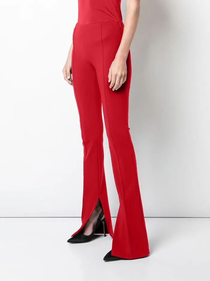 Adam Lippes Pants Eva Flare Pant In Bonded Neoprene Navy 8211 Women