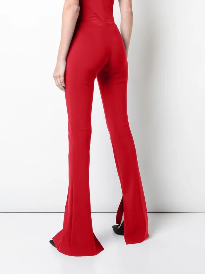 Adam Lippes Pants Eva Flare Pant In Bonded Neoprene Navy 8211 Women