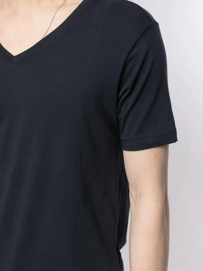Adam Lippes TShirts Short Sleeve VNeck TShirt In Pima Cotton Navy 8211 Men