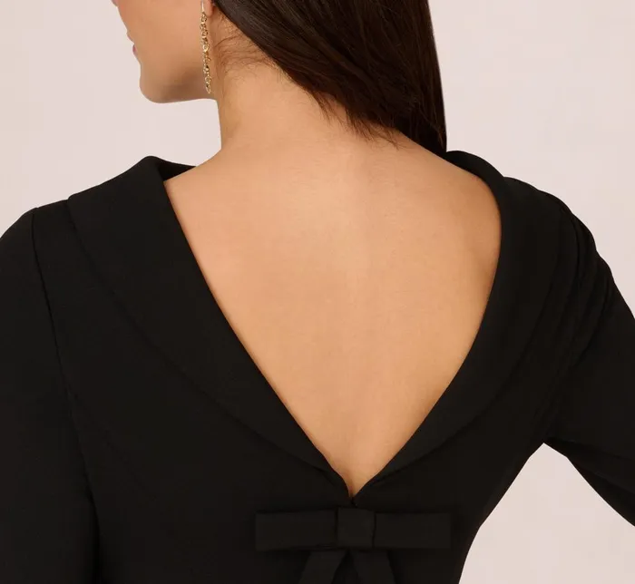 Adrianna Papell Day Dresses Three Quarter Sleeve Crepe Midi Dress With Rolled Neck In Black 8211 Women