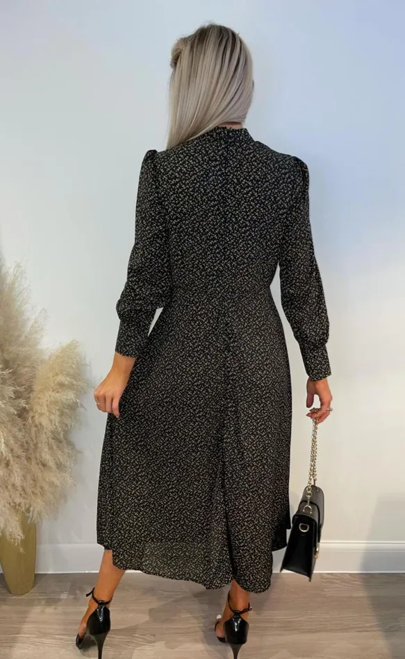 Astha Black Ditsy Floral Midi Dress Women Missfiga Skater Dresses Astha Black Ditsy Floral Midi Dress Women Missfiga Skater Dresses