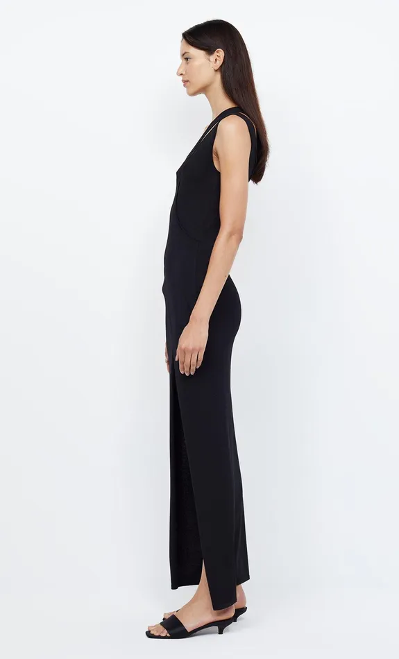 Bec Bridge Wedding Guest Women MIRA ASYM KNIT MAXI DRESS 8211 BLACK