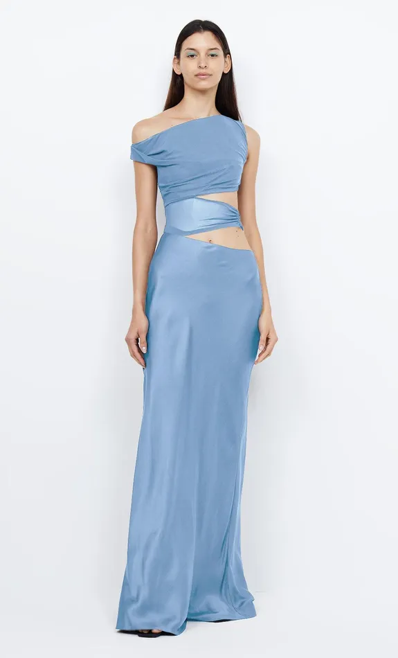Bec Bridge Wedding Guest Women WHORL ASYM DRESS 8211 MERIDIAN BLUE