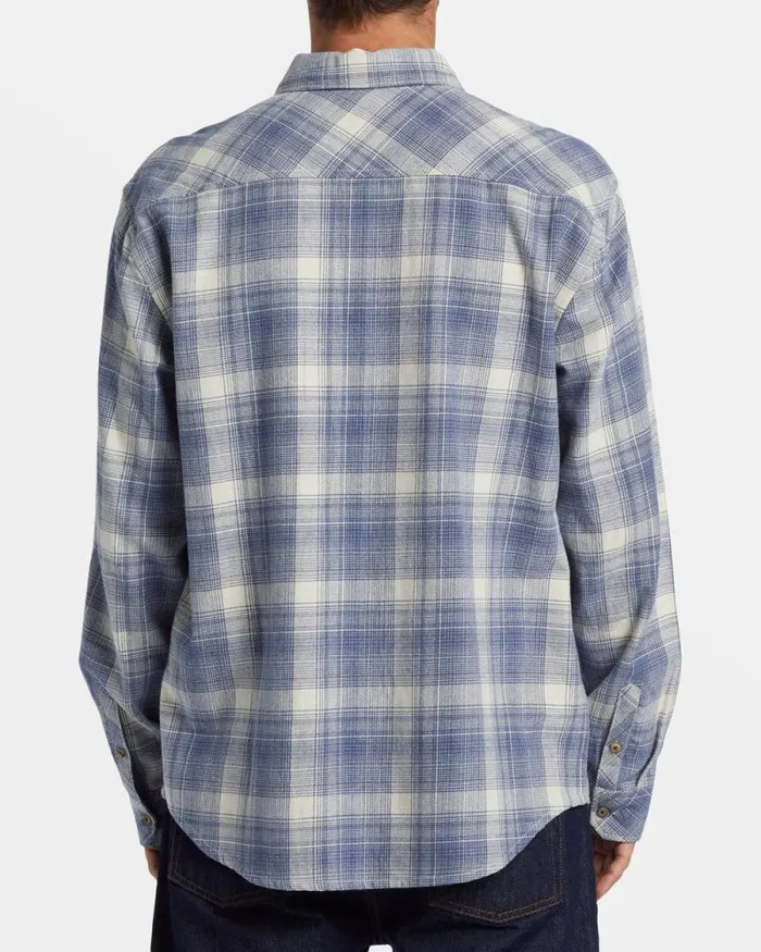 Billabong Flannels Coastline Long Sleeve Flannel Shirt Slate Blue 8211 Men