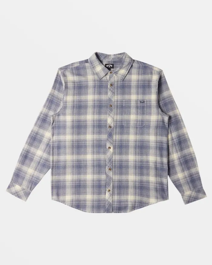 Billabong Flannels Coastline Long Sleeve Flannel Shirt Slate Blue 8211 Men