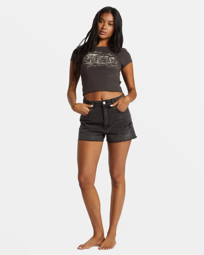 Billabong Shorts High Tides Denim Shorts Fade To Black 8211 Women Billabong Shorts High Tides Denim Shorts Fade To Black 8211 Women