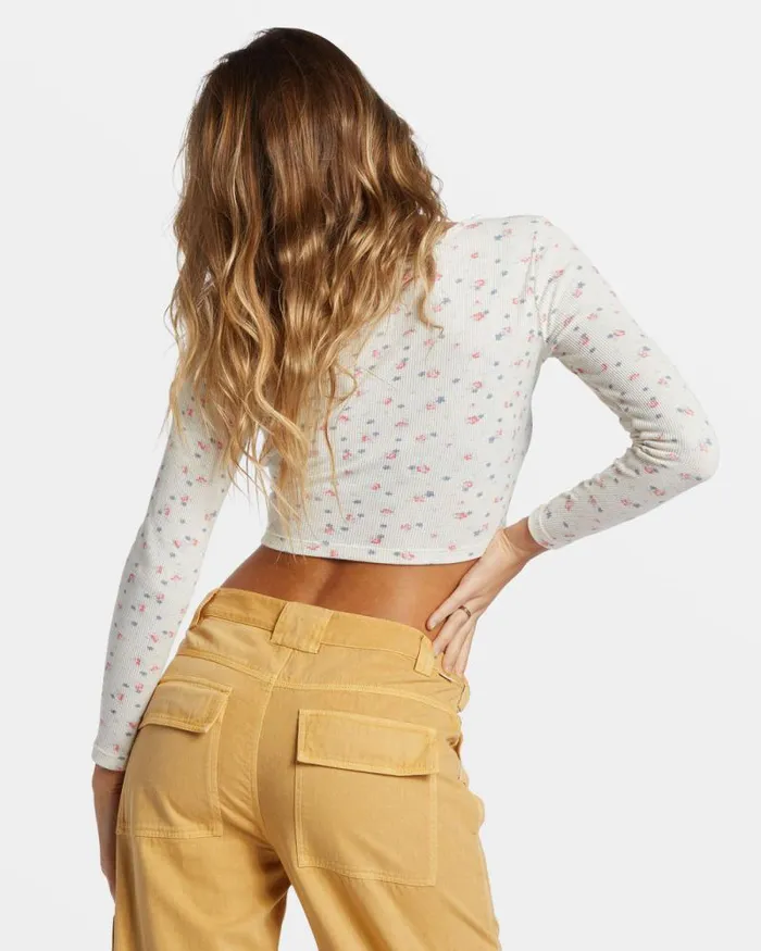 Billabong Tops Reese Thermal LongSleeve Cropped Top White Cap 8211 Women