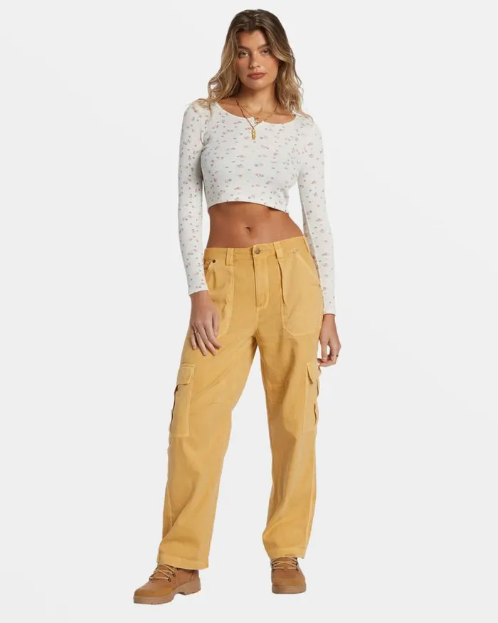 Billabong Tops Reese Thermal LongSleeve Cropped Top White Cap 8211 Women