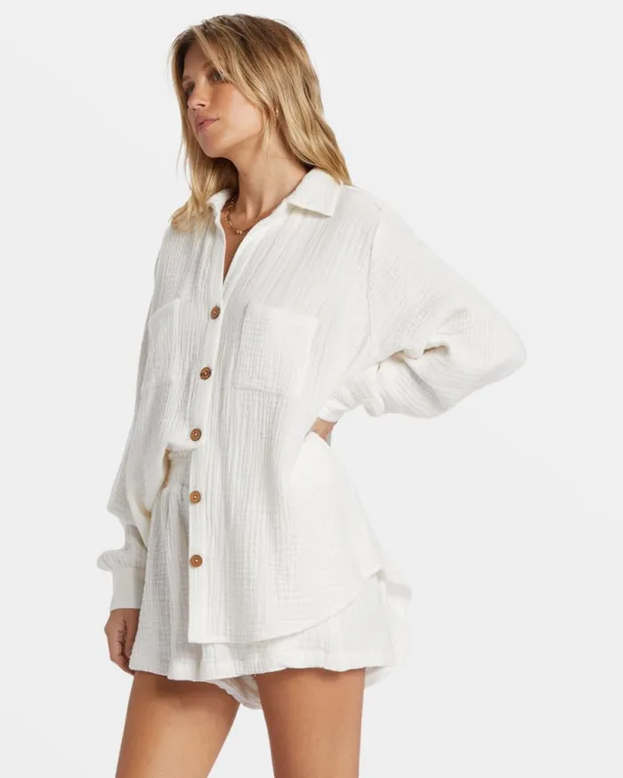 Billabong Tops Swell Shirt Shirt Salt Crystal 8211 Women Billabong Tops Swell Shirt Shirt Salt Crystal 8211 Women