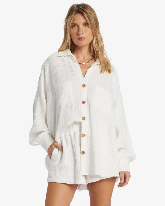 Billabong Tops Swell Shirt Shirt Salt Crystal 8211 Women Billabong Tops Swell Shirt Shirt Salt Crystal 8211 Women
