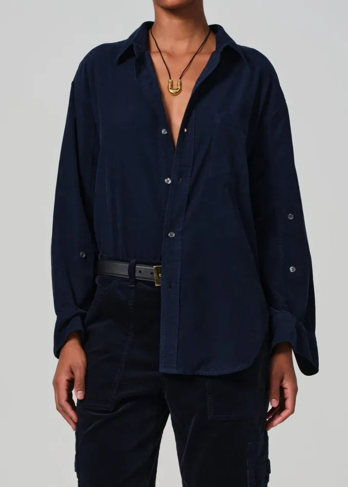 Citizens Of Humanity Kayla Shirt Corduroy In Navy Women Tops