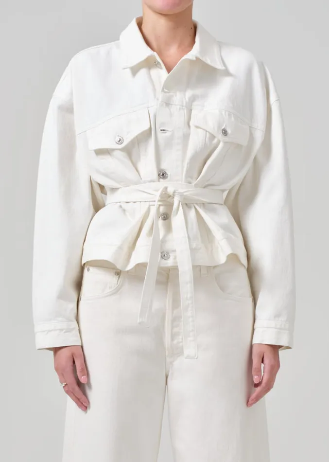 Citizens Of Humanity Leela Belted Denim Peplum Jacket In Pashmina Women Jackets and Coats Citizens Of Humanity Leela Belted Denim Peplum Jacket In Pashmina Women Jackets and Coats