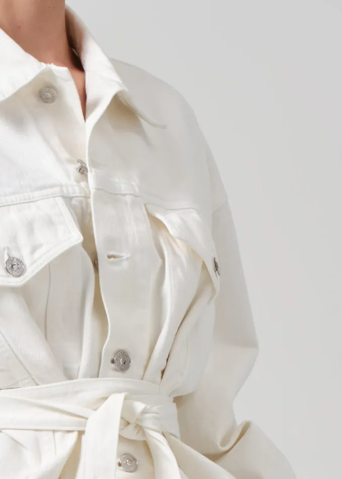 Citizens Of Humanity Leela Belted Denim Peplum Jacket In Pashmina Women Jackets and Coats