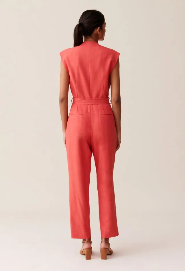 Claudie Pierlot Belted Terracotta Jumpsuit Terracotta Women Jumpsuits Claudie Pierlot Belted Terracotta Jumpsuit Terracotta Women Jumpsuits