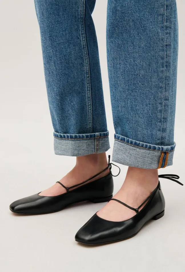 Claudie Pierlot Black Leather Ballet Pumps Women Ballerinas