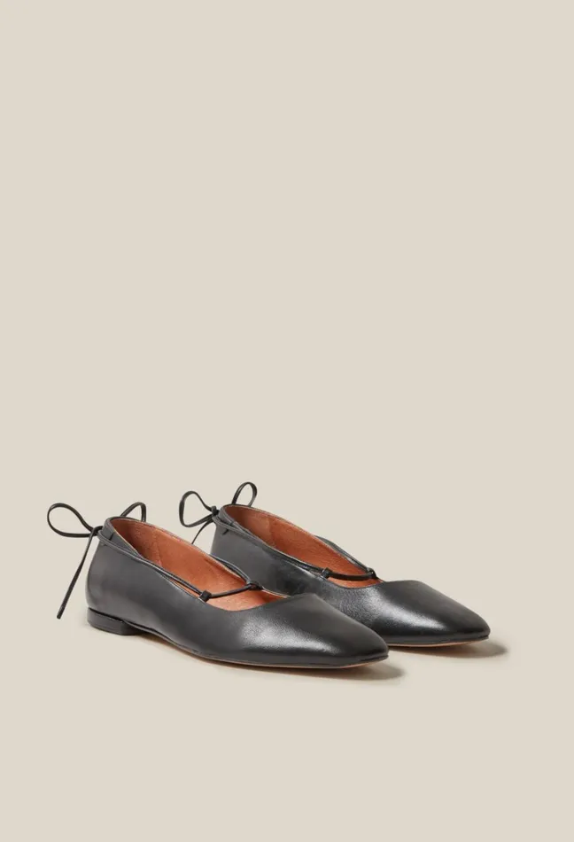 Claudie Pierlot Black Leather Ballet Pumps Women Ballerinas Claudie Pierlot Black Leather Ballet Pumps Women Ballerinas