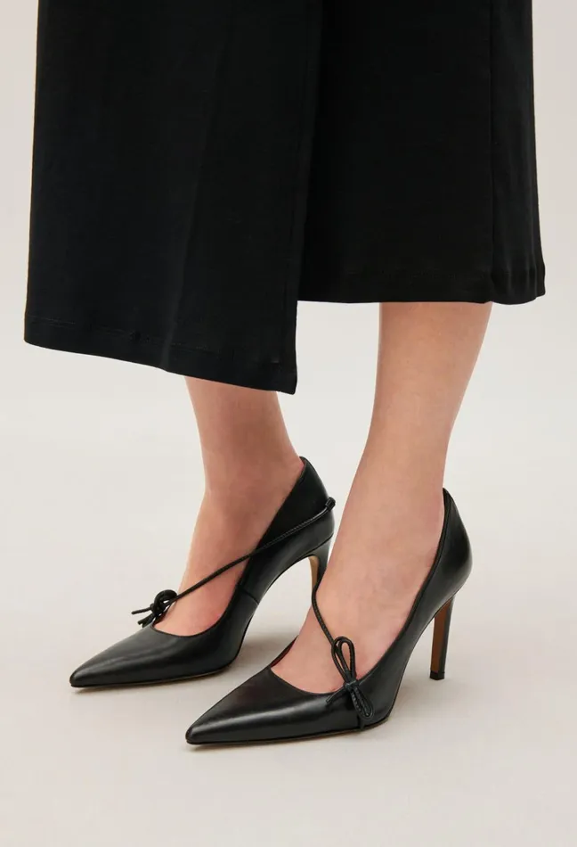 Claudie Pierlot Black Leather Heels Women Sandals Pumps And Mules