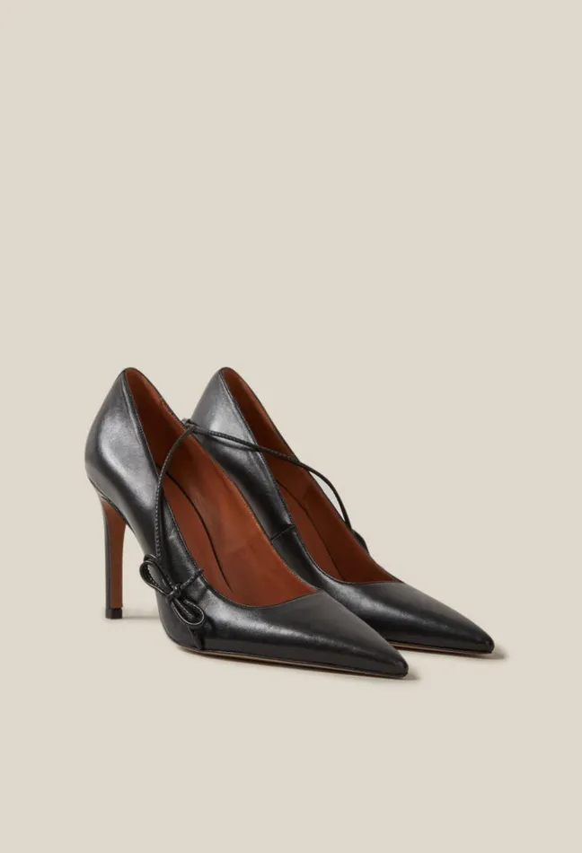 Claudie Pierlot Black Leather Heels Women Sandals Pumps And Mules Claudie Pierlot Black Leather Heels Women Sandals Pumps And Mules