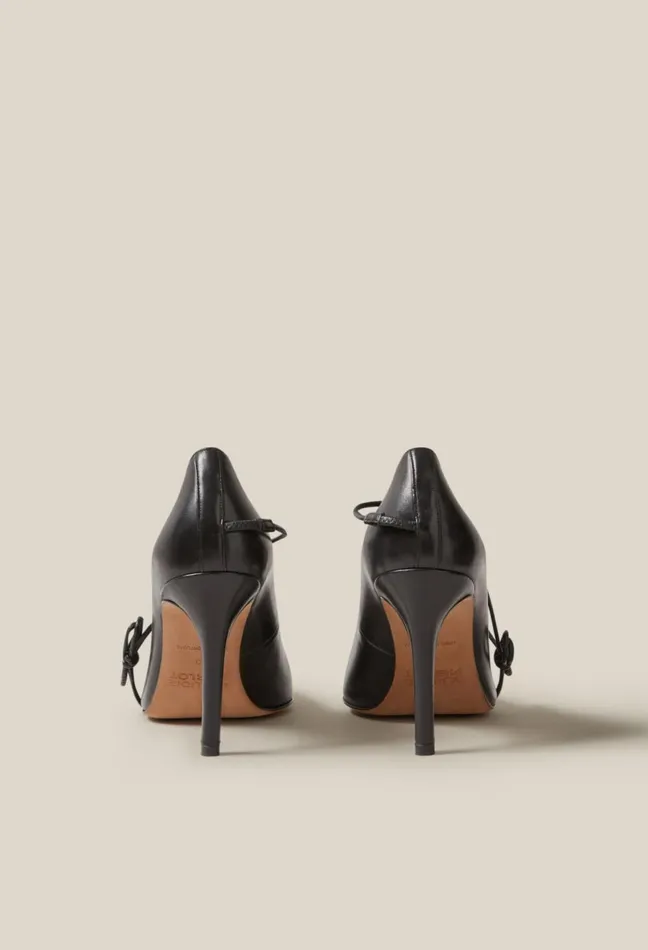 Claudie Pierlot Black Leather Heels Women Sandals Pumps And Mules Claudie Pierlot Black Leather Heels Women Sandals Pumps And Mules
