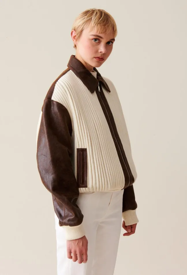 Claudie Pierlot Brown TwoTone Bomber Jacket Dualcolor Women Jackets