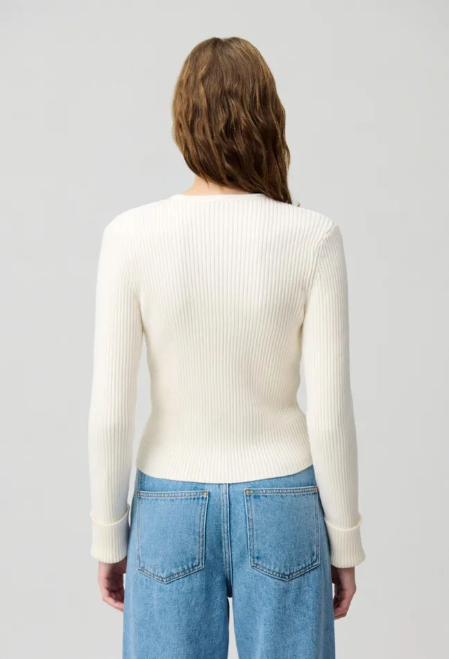 Claudie Pierlot Buttoned WoolBlend Cardigan Ecru Women Knitwear And Cardigans Claudie Pierlot Buttoned WoolBlend Cardigan Ecru Women Knitwear And Cardigans