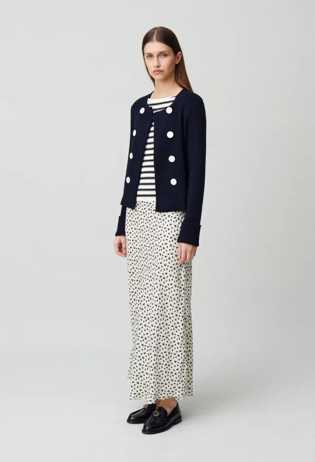 Claudie Pierlot Buttoned WoolBlend Cardigan Navy Women Knitwear And Cardigans