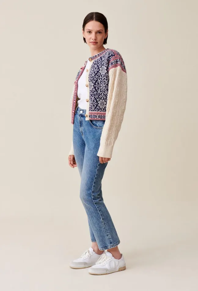 Claudie Pierlot CableKnit Wool Cardigan Multicolored Women Knitwear And Cardigans