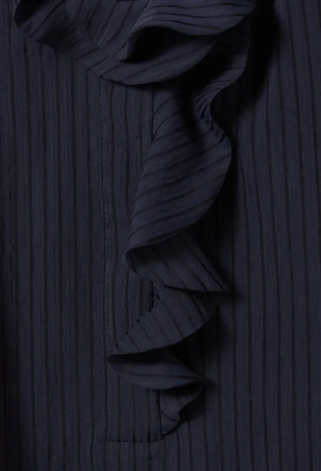 Claudie Pierlot Dark Blue Striped Ruffled Blouse Navy Women Tops And Shirts Claudie Pierlot Dark Blue Striped Ruffled Blouse Navy Women Tops And Shirts