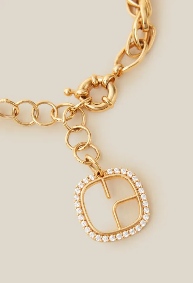 Claudie Pierlot Gold Chain Bracelet With Cp Logo Light Gold Women Jewellery And Scrunchies