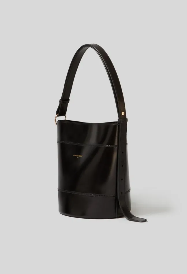Claudie Pierlot Leather Bucket Bag Black Women Shoulder Bags