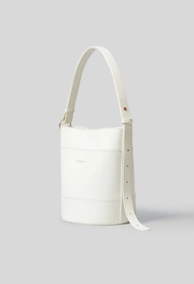 Claudie Pierlot Leather Bucket Bag White Women Shoulder Bags