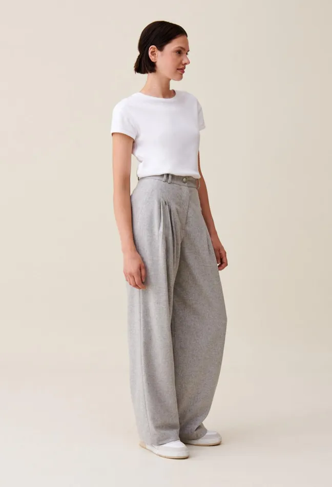 Claudie Pierlot Light Grey WideKnit Trousers Light Grey Women Jeans And Trousers Claudie Pierlot Light Grey WideKnit Trousers Light Grey Women Jeans And Trousers
