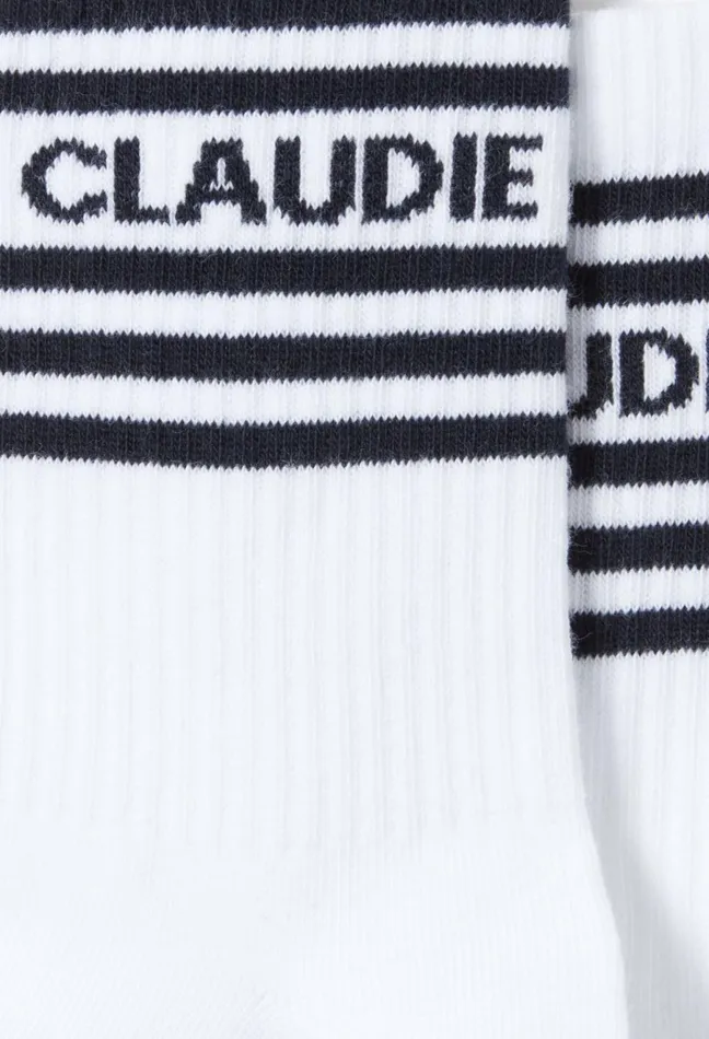 Claudie Pierlot Navy Striped Sports Socks Women Socks