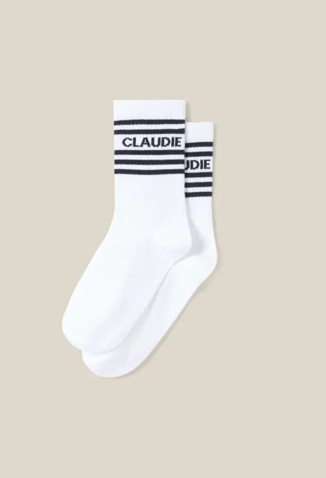 Claudie Pierlot Navy Striped Sports Socks Women Socks Claudie Pierlot Navy Striped Sports Socks Women Socks