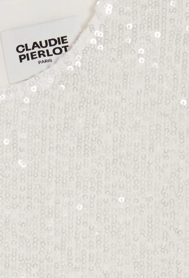 Claudie Pierlot OffWhite Sequinned Sleeveless Top Ecru Women Tops And Shirts