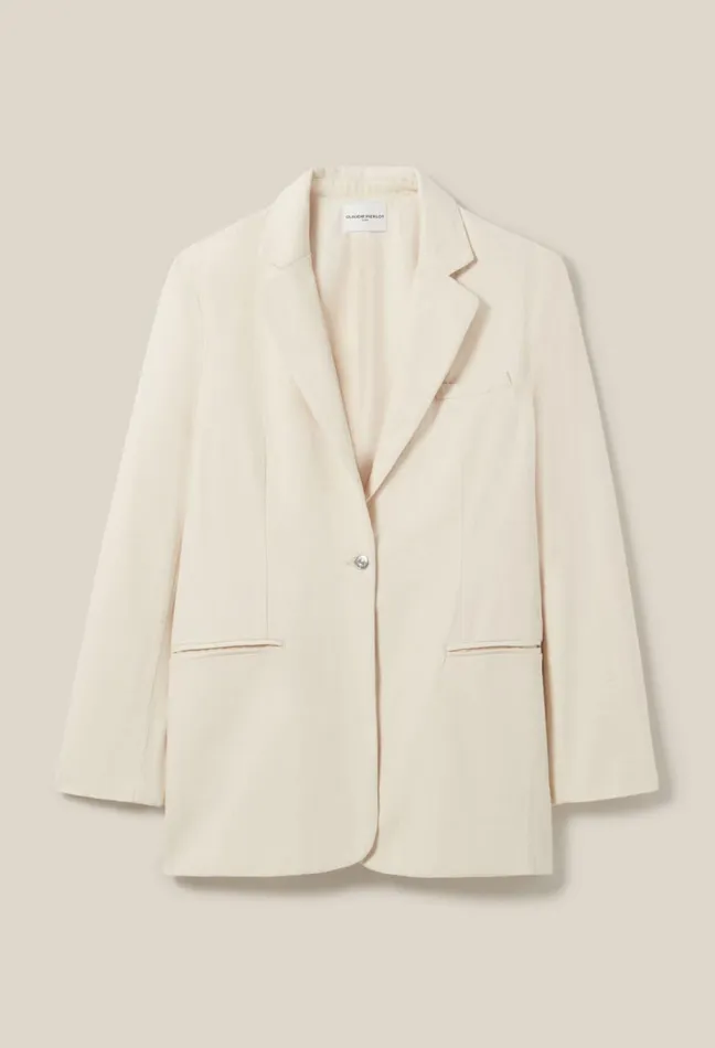 Claudie Pierlot Oversized Denim Blazer Light Beige Women Blazers Claudie Pierlot Oversized Denim Blazer Light Beige Women Blazers