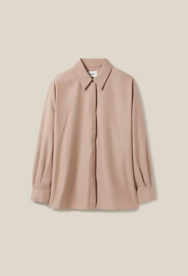Claudie Pierlot Pleated Oversized Shirt Beige Women Tops And Shirts Claudie Pierlot Pleated Oversized Shirt Beige Women Tops And Shirts