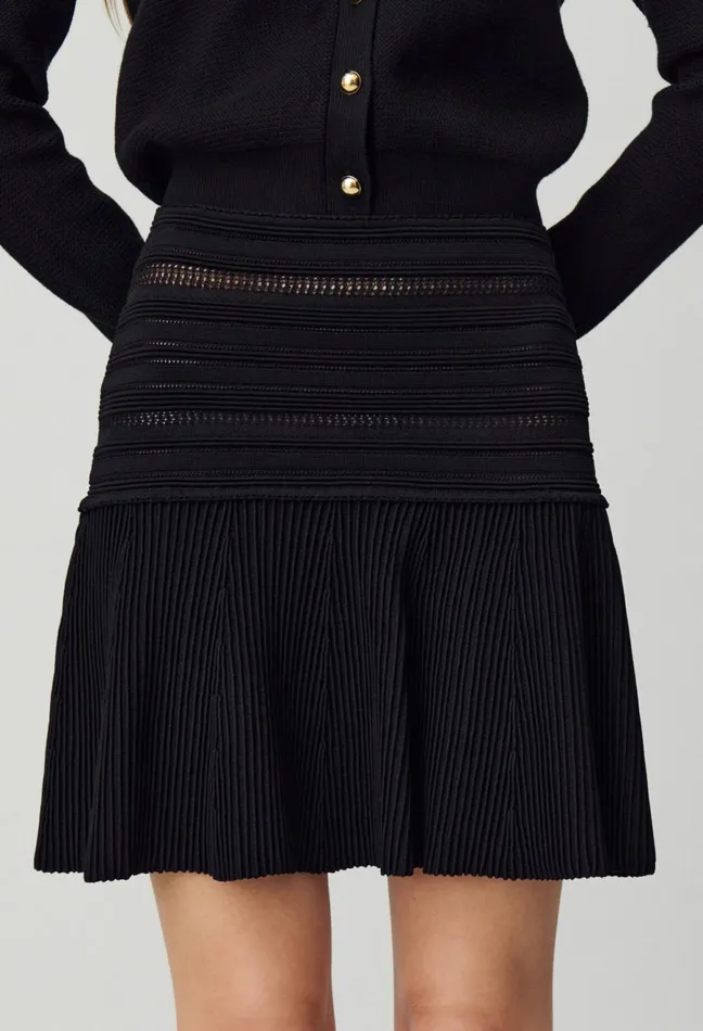 Claudie Pierlot Short FineKnit Skirt Black Women Skirts And Shorts