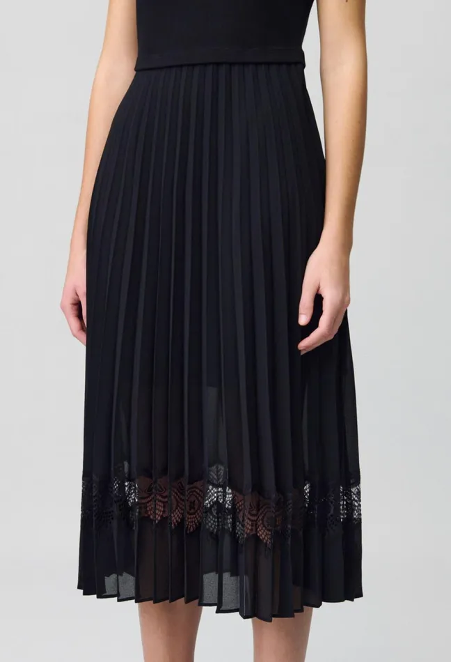 Claudie Pierlot Twist Black BiMaterial Midi Dress Women Dresses Claudie Pierlot Twist Black BiMaterial Midi Dress Women Dresses