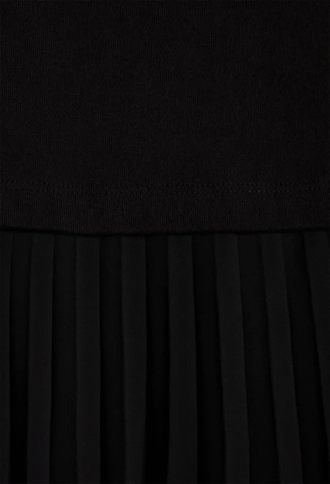 Claudie Pierlot Twist Black BiMaterial Midi Dress Women Dresses Claudie Pierlot Twist Black BiMaterial Midi Dress Women Dresses