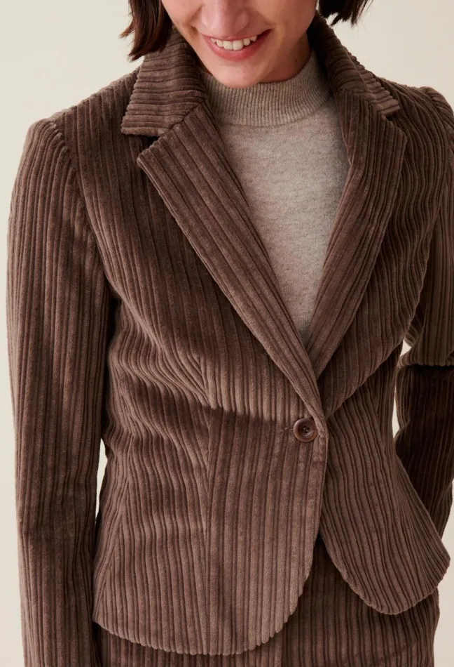 Claudie Pierlot Velvet Fitted Jacket Taupe Women Blazers