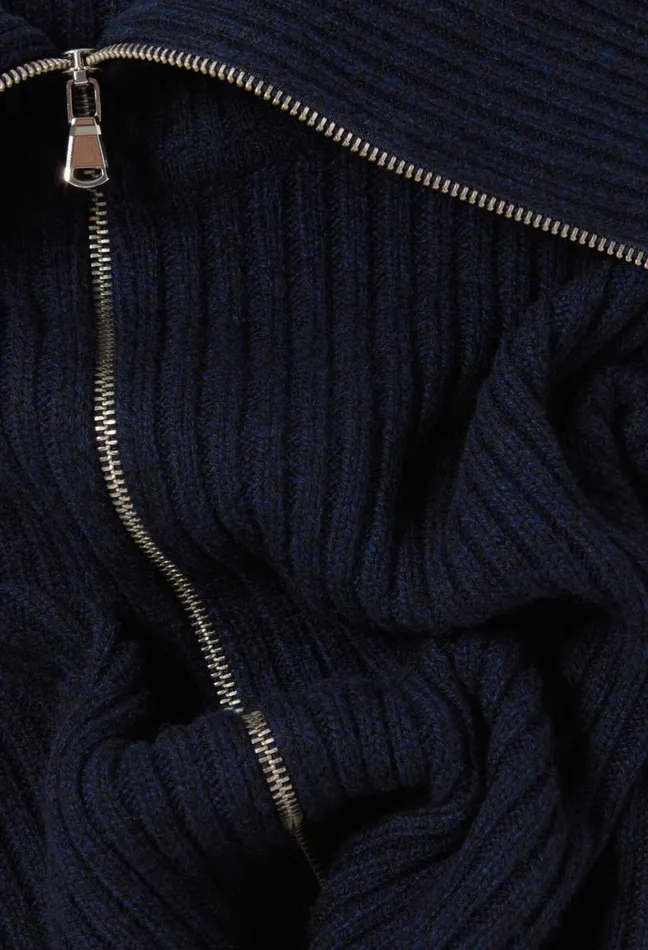 Claudie Pierlot ZipNeck Knitted Jumper China Blue Women Knitwear And Cardigans Claudie Pierlot ZipNeck Knitted Jumper China Blue Women Knitwear And Cardigans